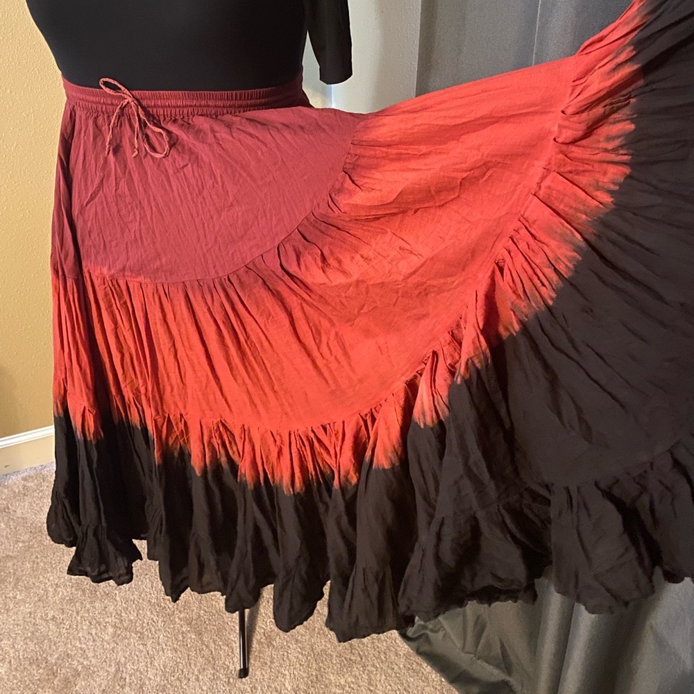Full circle tiered boho skirt tie dyed